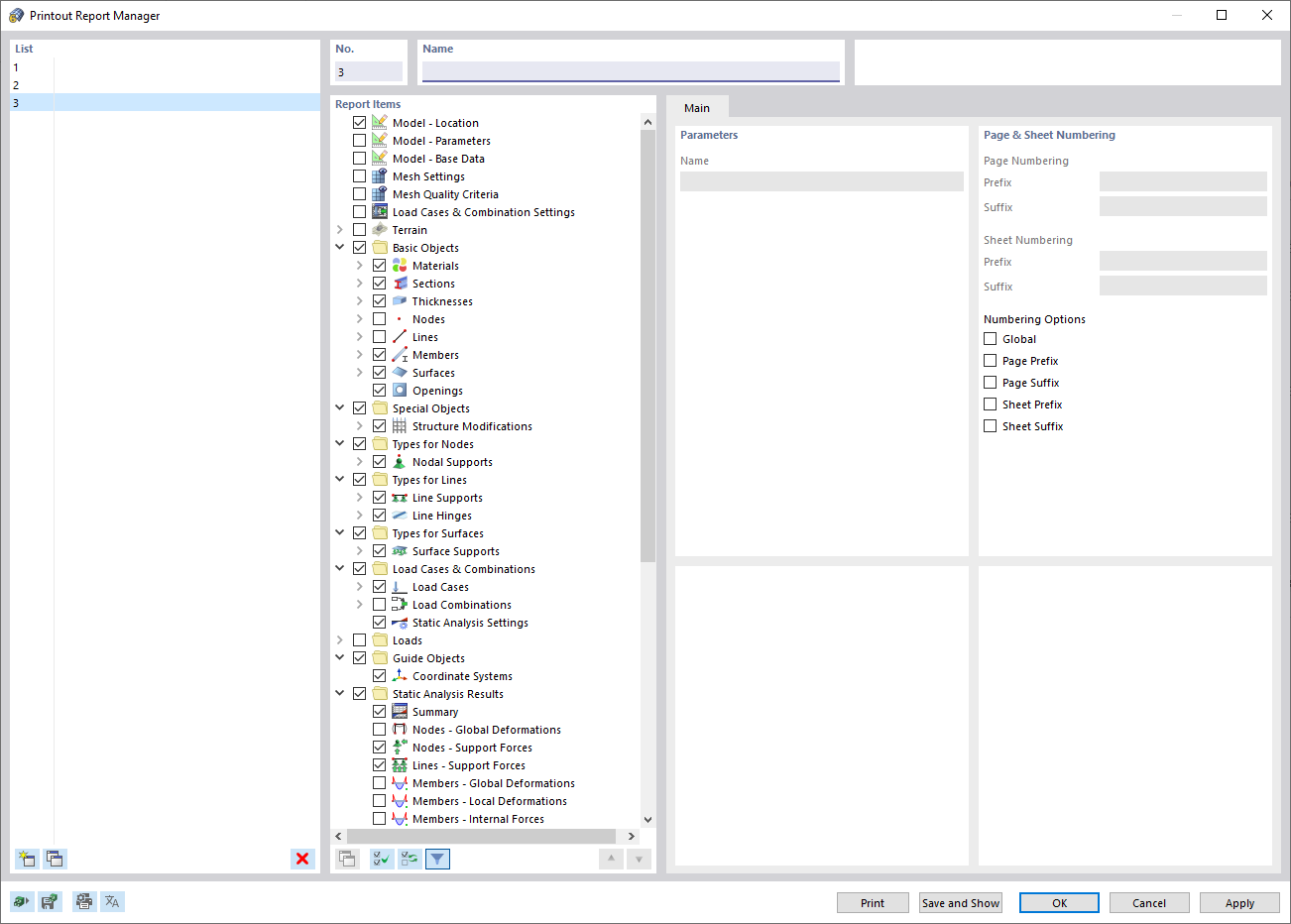 Feature 002036 | Management of Printout Report Scope