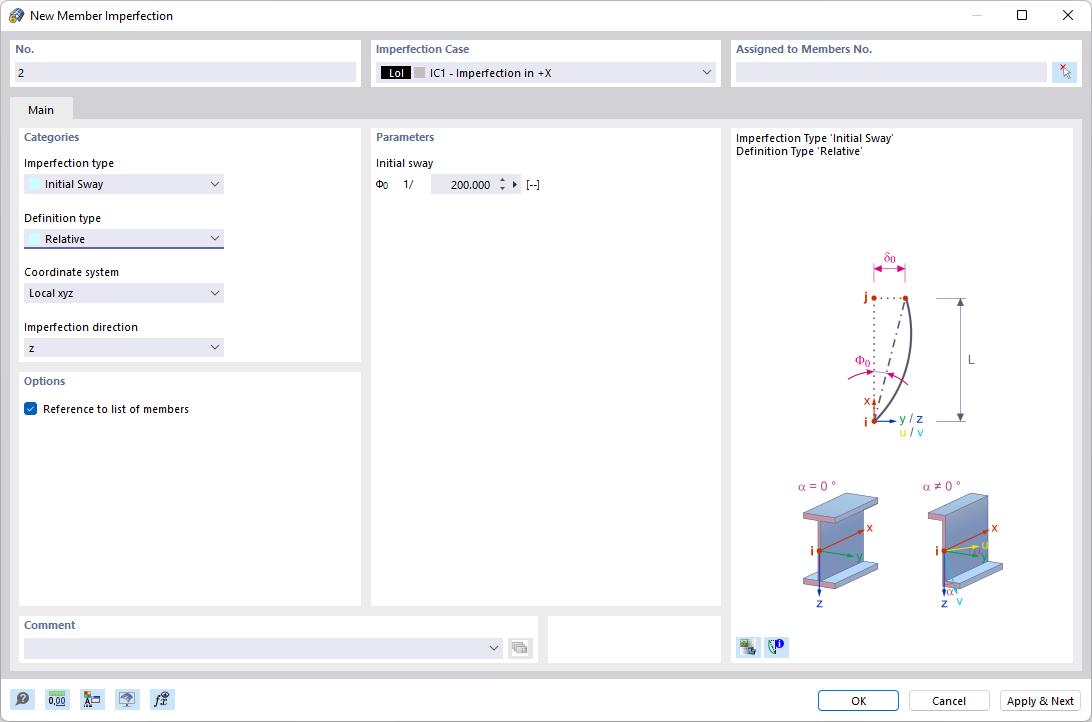 Dialog Box "New Member Imperfection"