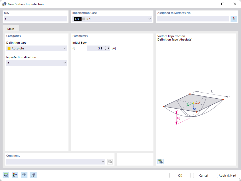 Dialog Box "New Surface Imperfection"