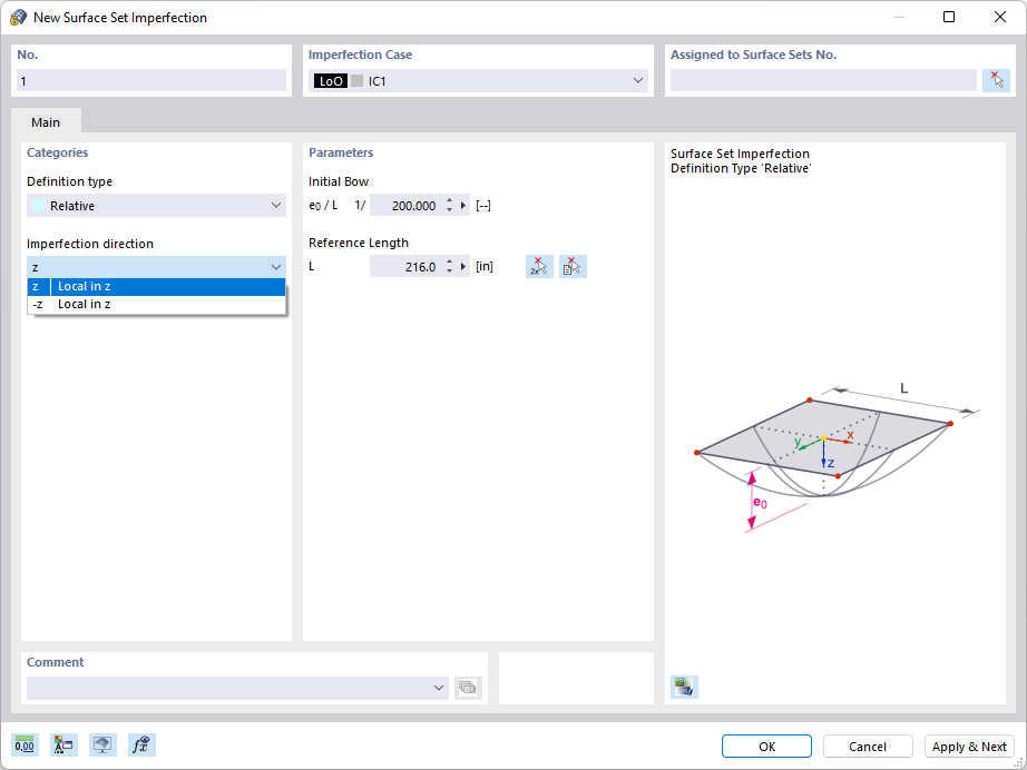 Dialog Box "New Surface Set Imperfection"