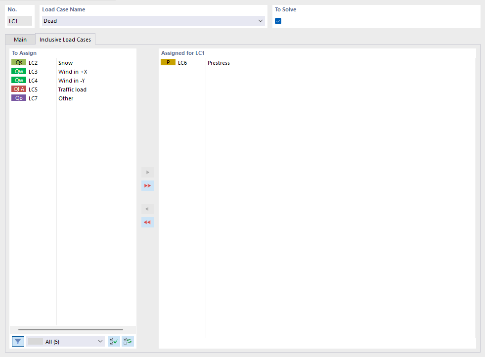 Assigning an Inclusive Load Case