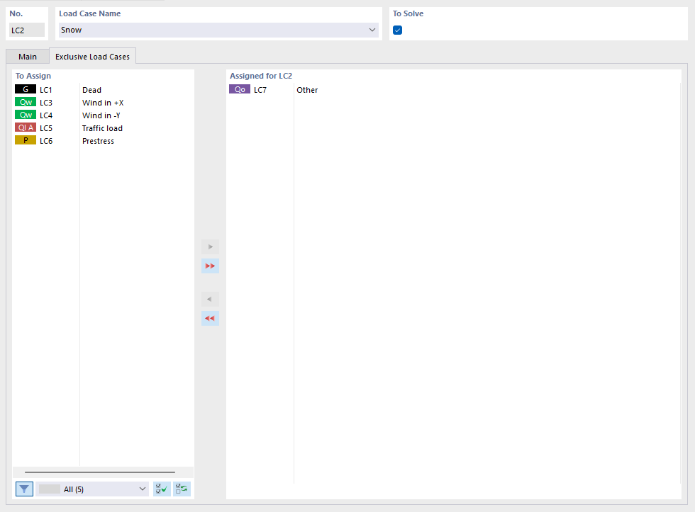 Assigning an Exclusive Load Case