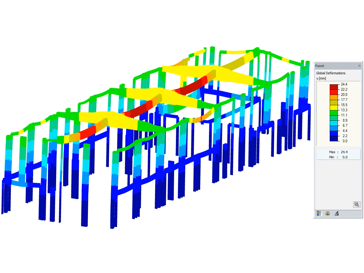 Animation of Global Deformation of Office Building in RFEM