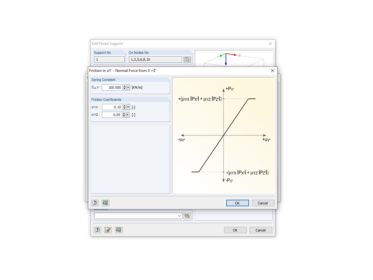 FAQ 003537 | Is it also possible to consider friction at nodal support in RFEM or RSTAB?