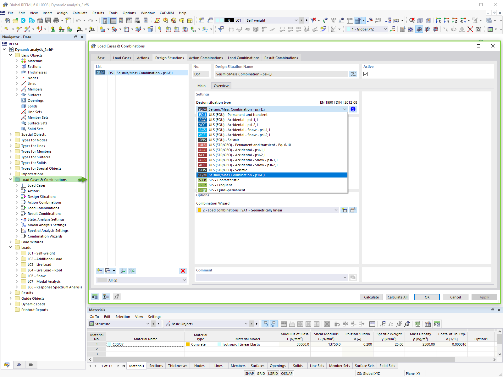 Mass Combination for Modal Analysis