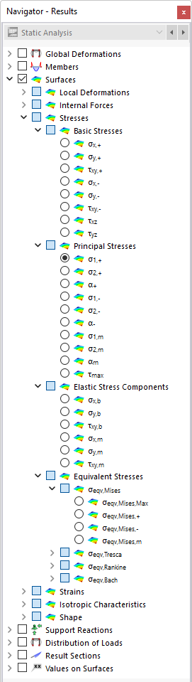 Selecting Surface Stresses in Navigator