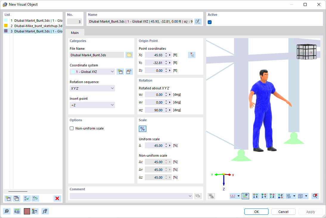 Dialog Box "New Visual Object"