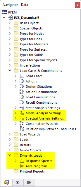 Entries for Dynamic Analysis Add-ons in Navigator