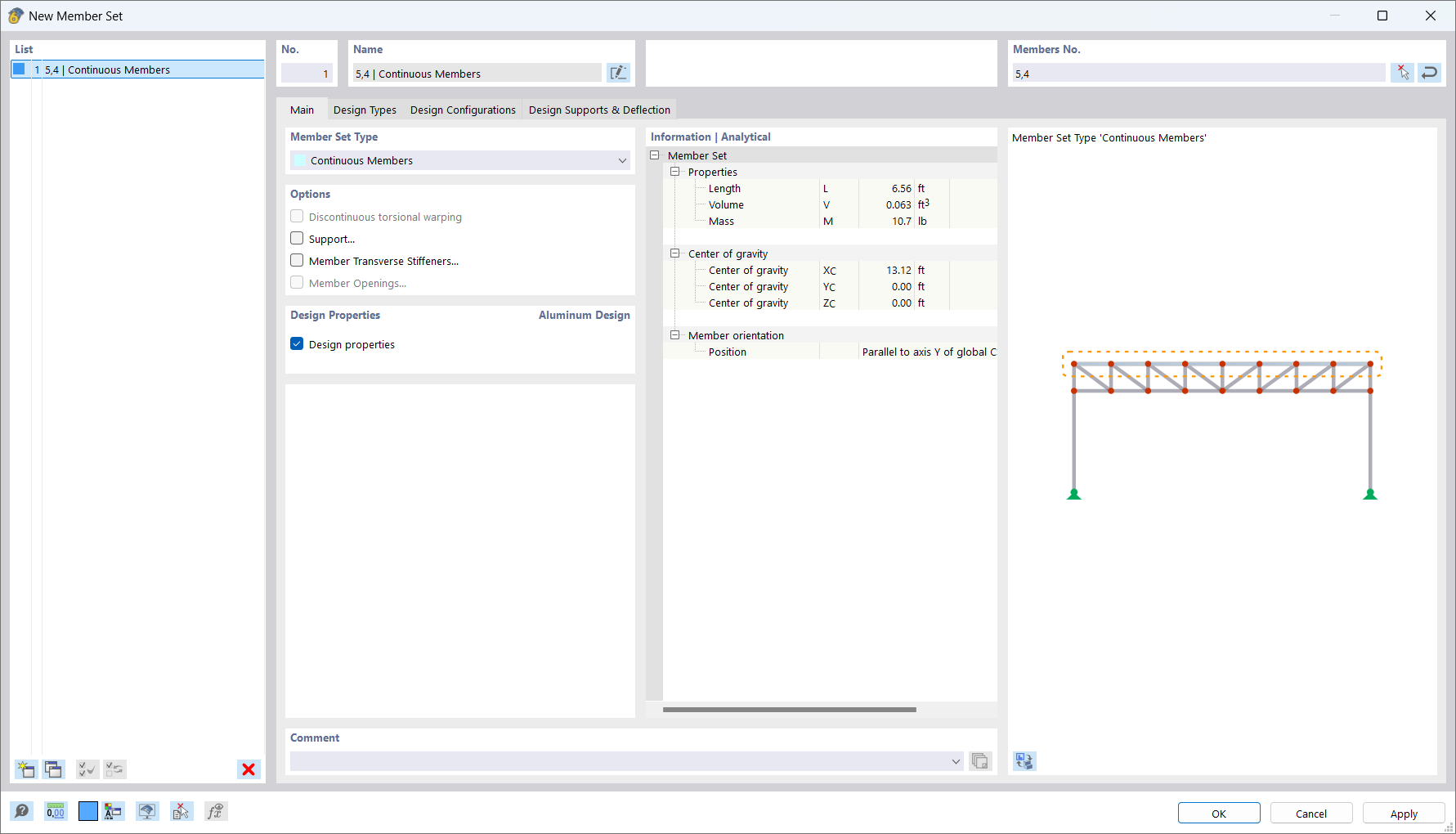 Dialog Box "Edit Cross-Section", Activated Design Properties for Aluminum Design