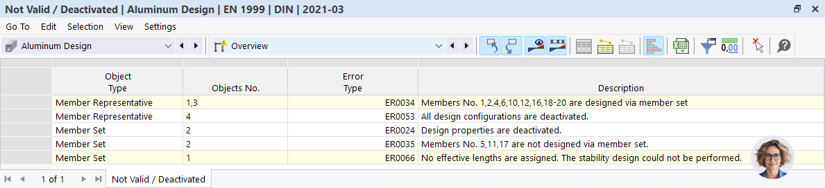 Results Table Invalid / Disabled in Aluminum Design