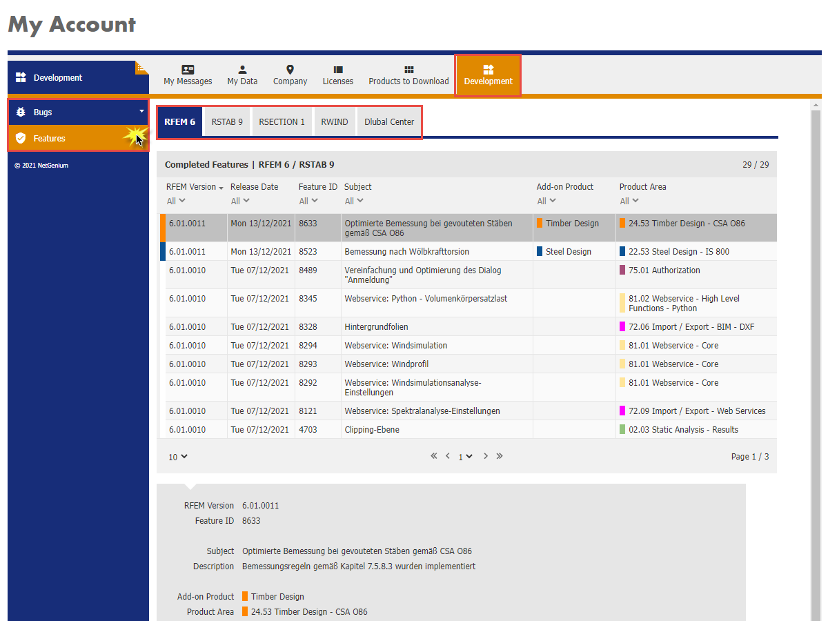 FAQ 005149 | Where can I find the update reports, information about problem solving, and new features in RFEM 6 and RSTAB 9?