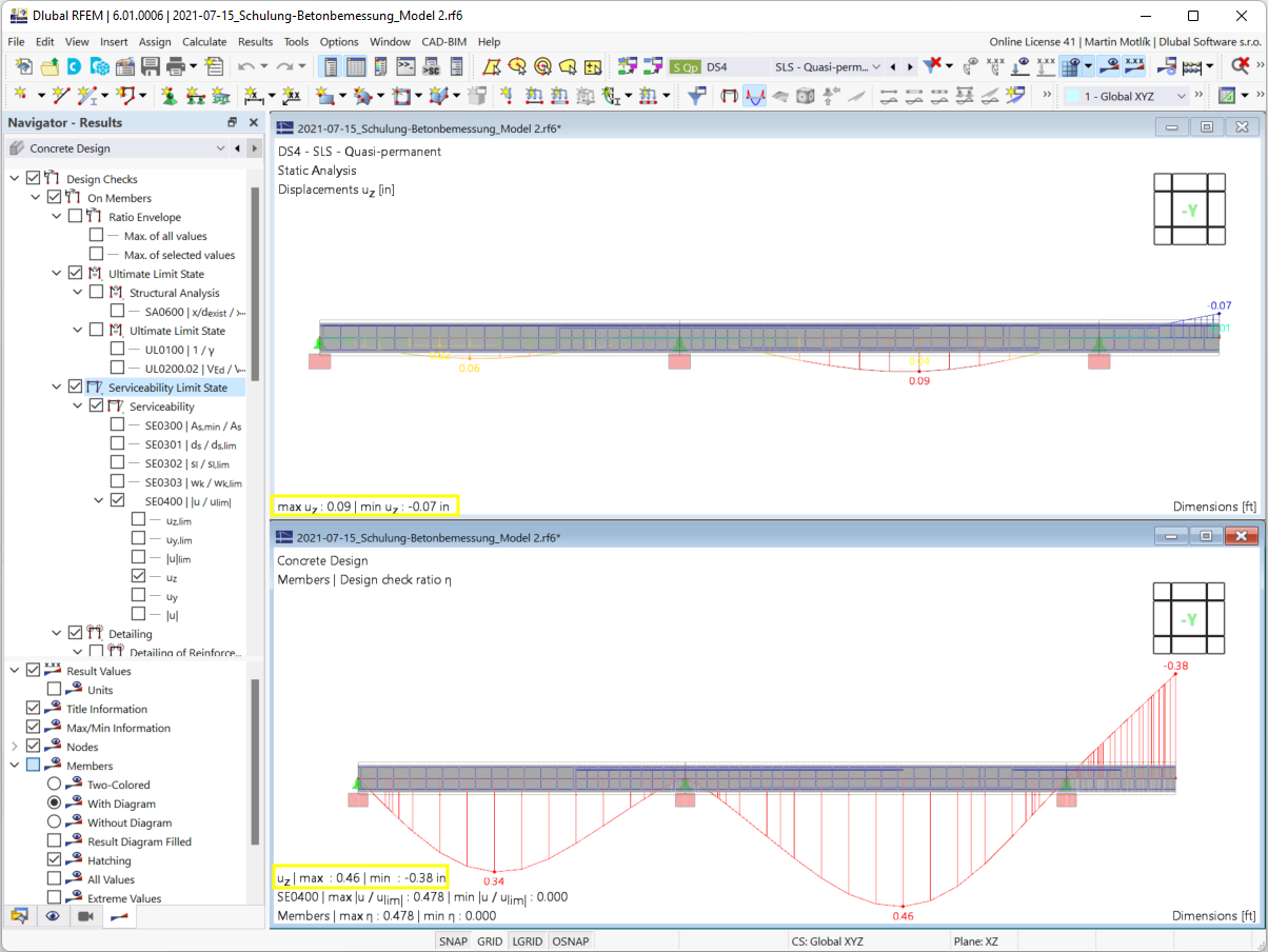 Linear Elastic Deformation (Top) and Deformation Considering State II (Bottom)