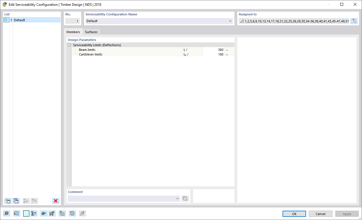 Dialog Box "Edit Serviceability Configuration"  | EN 1995