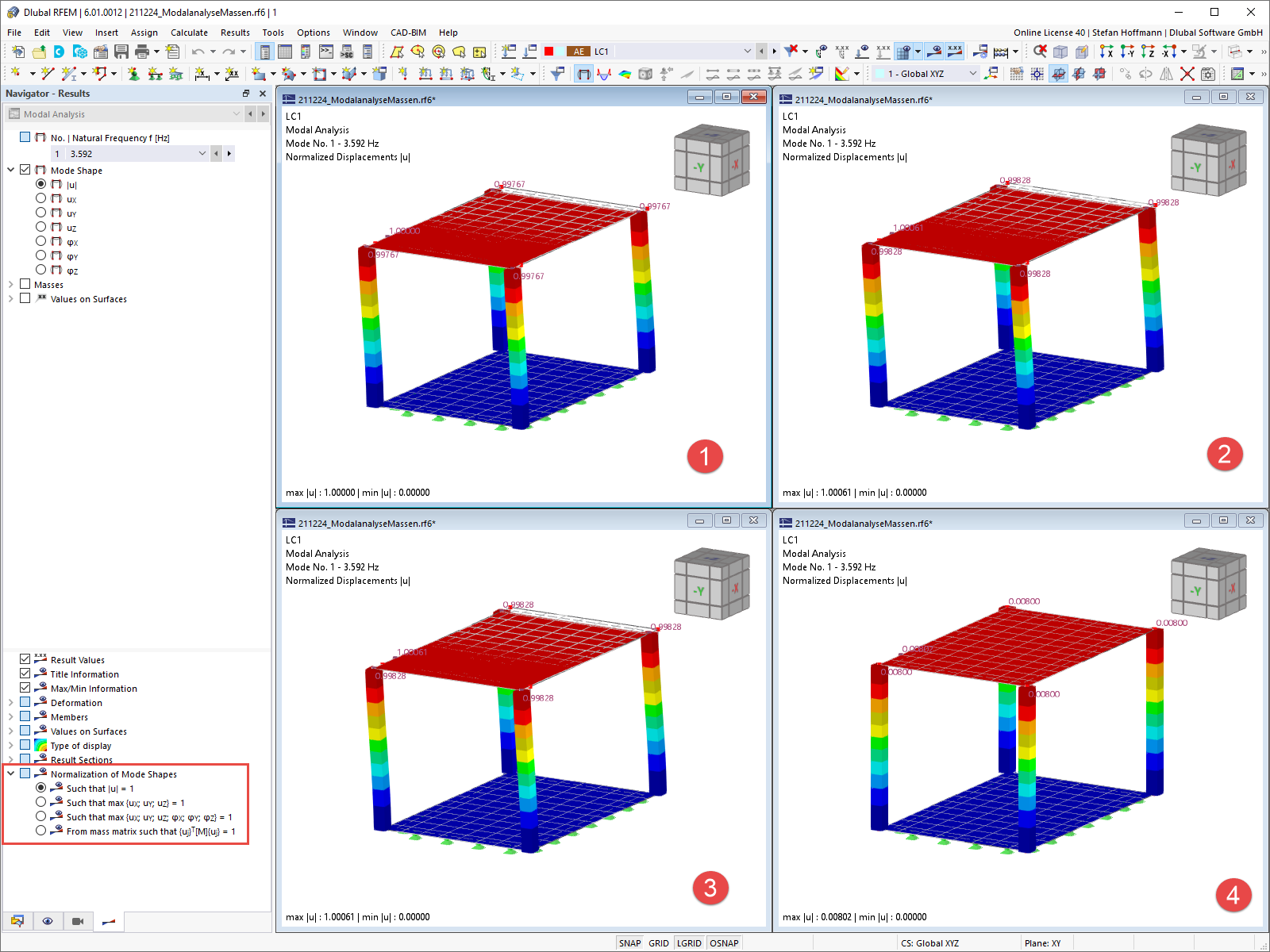 FAQ 005159 | Where can I adjust the standardization of a mode shape in RFEM 6 / RSTAB 9?