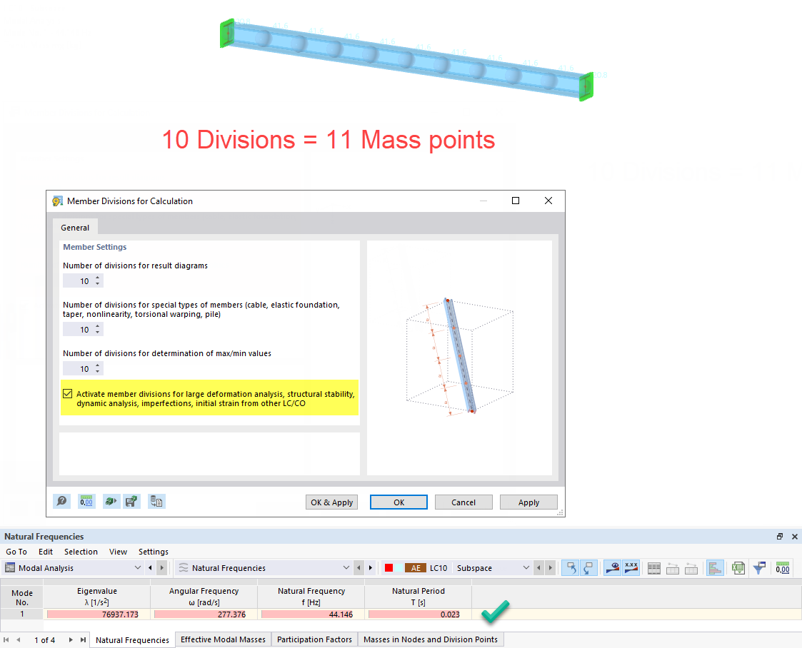 Eigenvalues for Eleven Mass Points due to Member Divisions