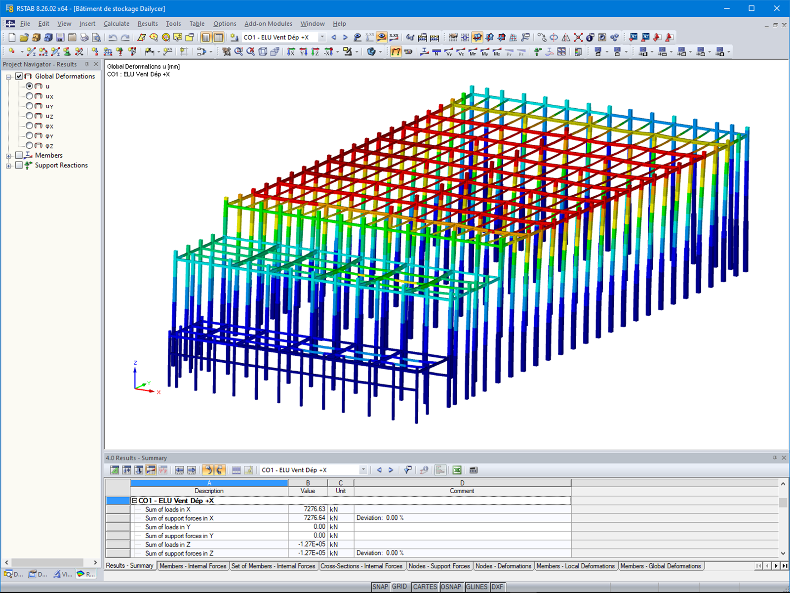 Storage Building Global Deformation in RSTAB