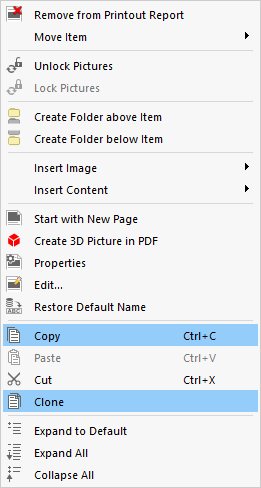 Shortcut Menu Options for Copying or Cloning