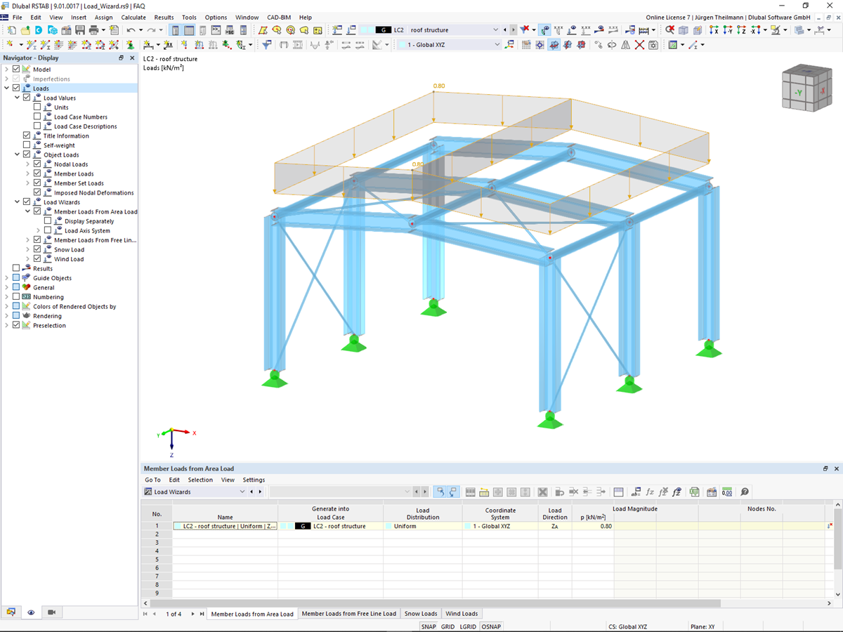 FAQ 005207 | I have generated member loads from surface loads using the load wizard in my model. When displayed separately, the loads from the load wizard disappear.