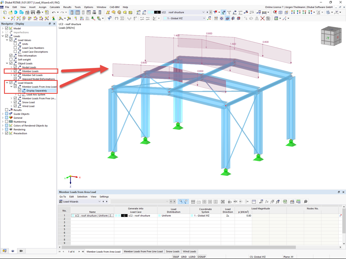 FAQ 005207 | When displayed separately in my model, the loads from the load wizard disappear. What am I doing wrong?