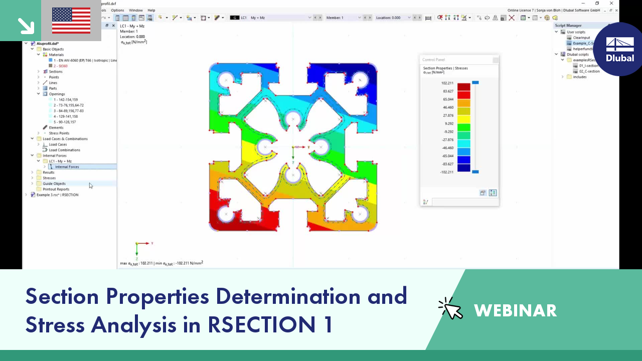 Section Properties Determination and Stress Analysis in RSECTION 1