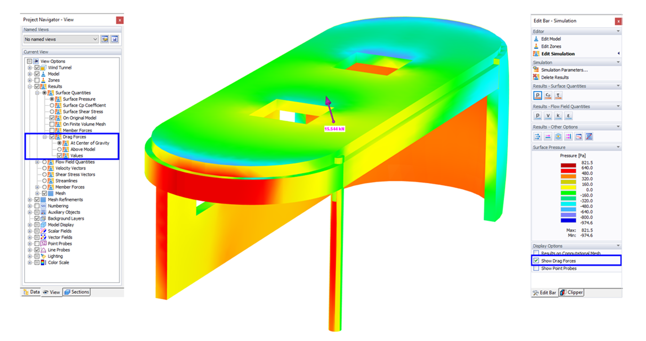 Surface Pressure with Resulting Drag Force