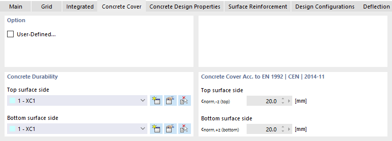 Concrete Cover Settings