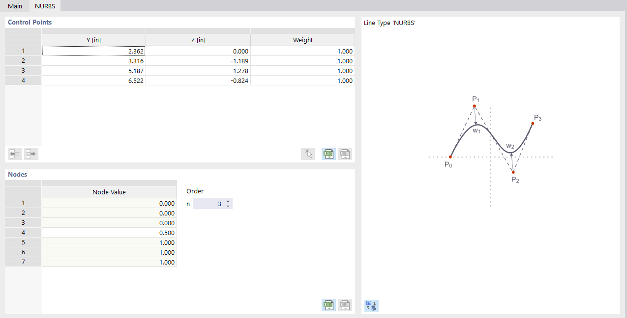 Dialog Box "New Line", Tab "NURBS"