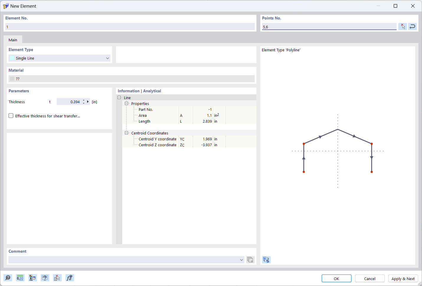 Dialog Box "New Element"