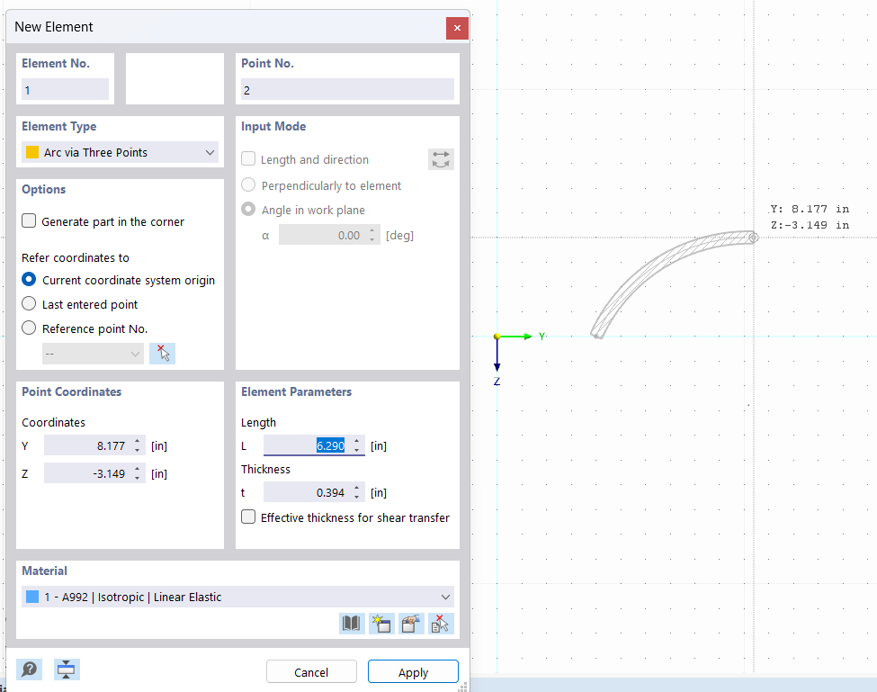 Creating Arch Member Graphically