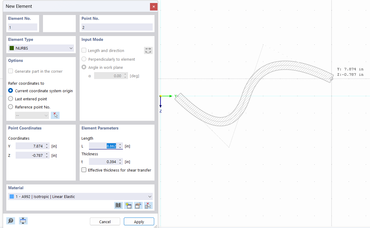 Creating NURBS Element Graphically