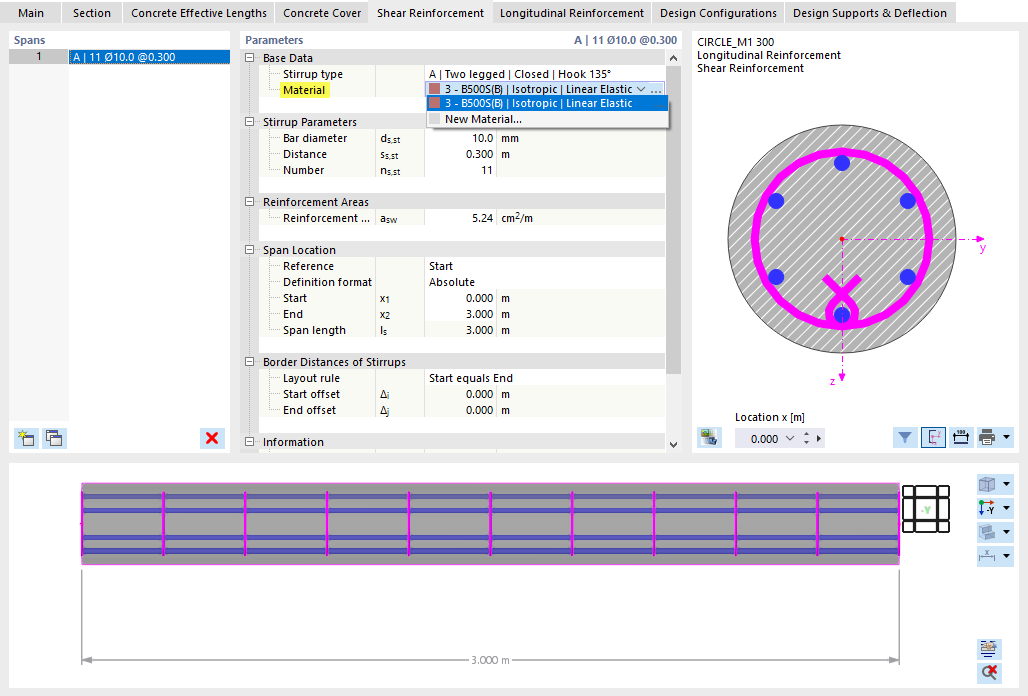 Selecting Material of Stirrups