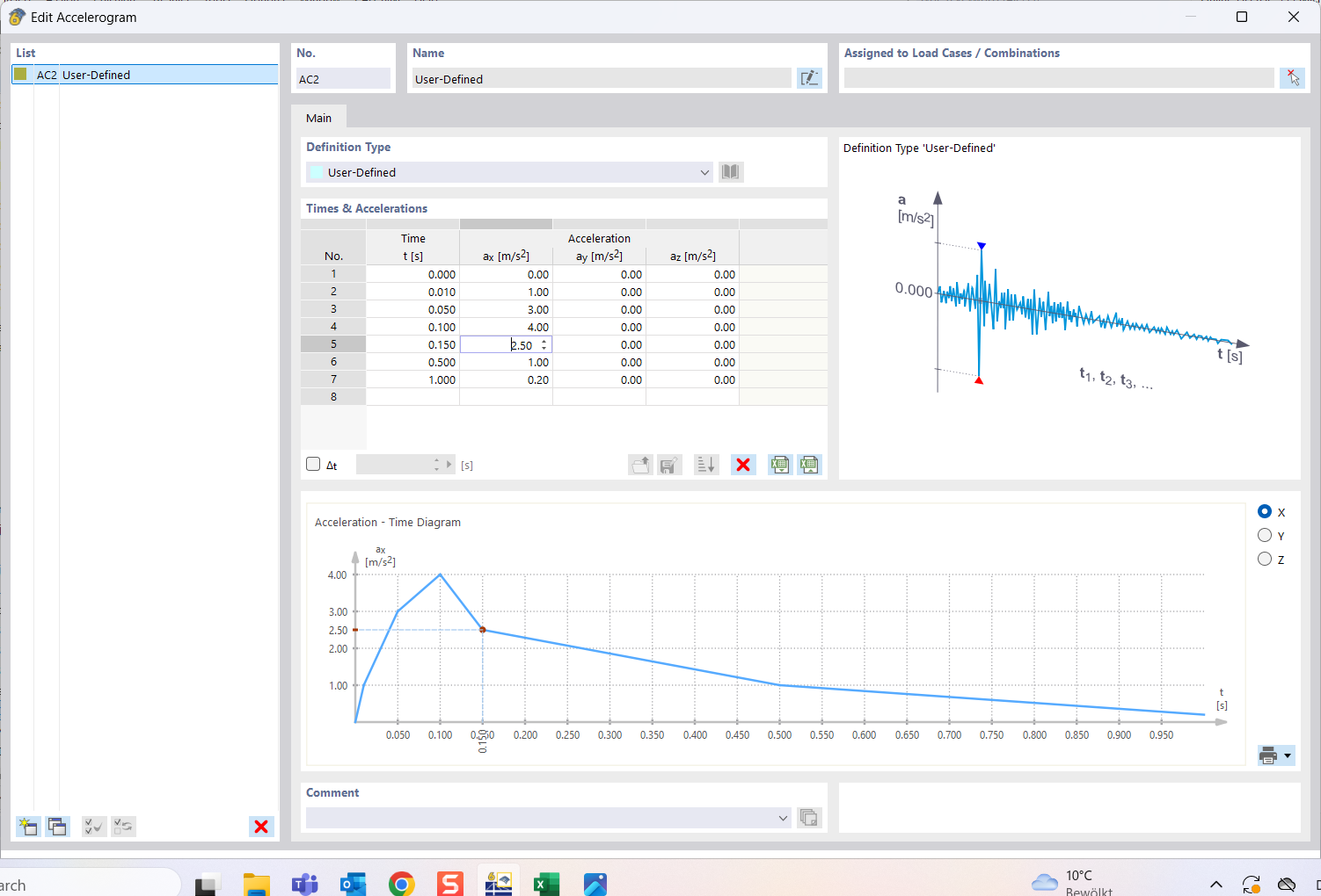 Dialog Box "New Acceleration Diagram"