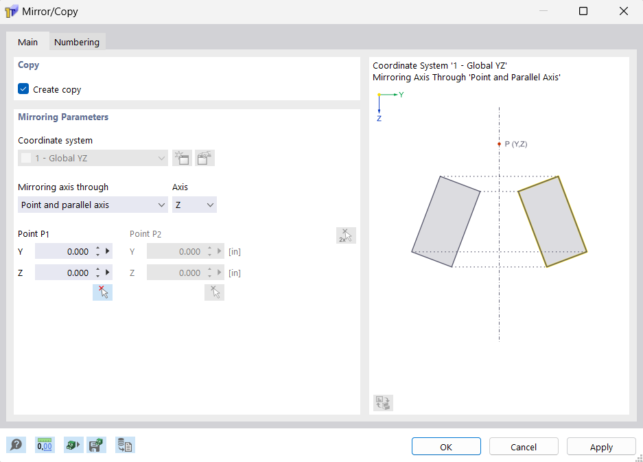 Dialog Box "Mirror/Copy"