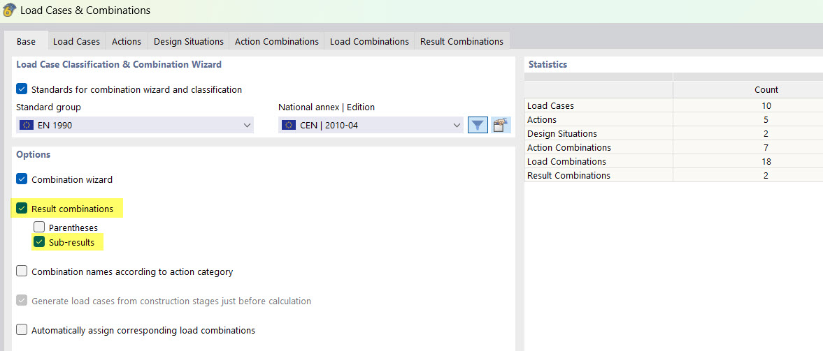 Activating Partial Results for Result Combinations