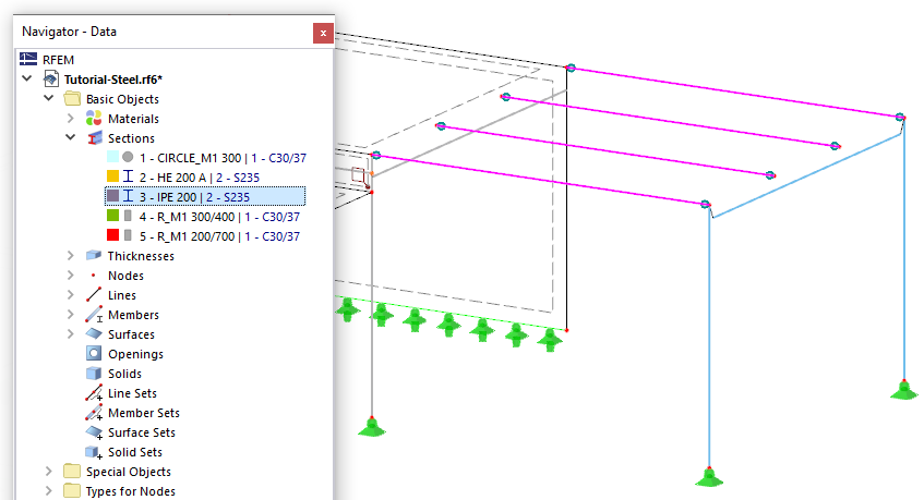 Selecting Platform Girders via Navigator