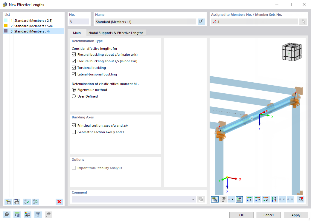 Dialog Box "New Effective Lengths", Tab "Main"