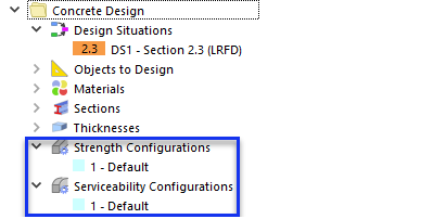 Default Configurations for Strength and Serviceability Limit State Design