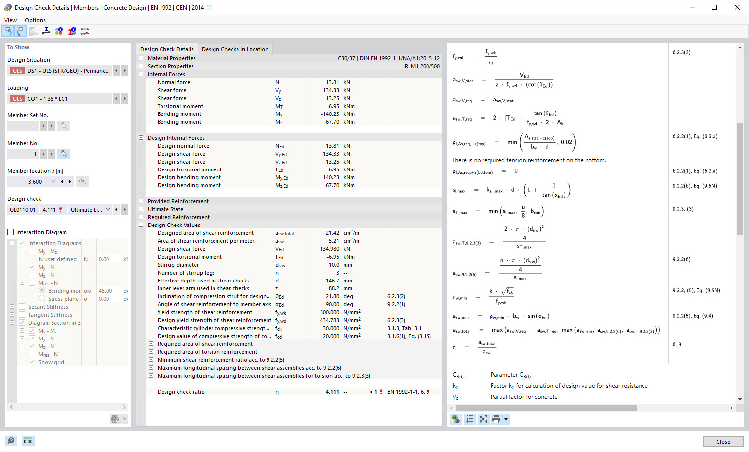 FAQ 005237 | How should be the required reinforcement asw interpreted in RFEM 6 compared to RFEM 5? Where can I find the result 2*a-sw,T,stirrup