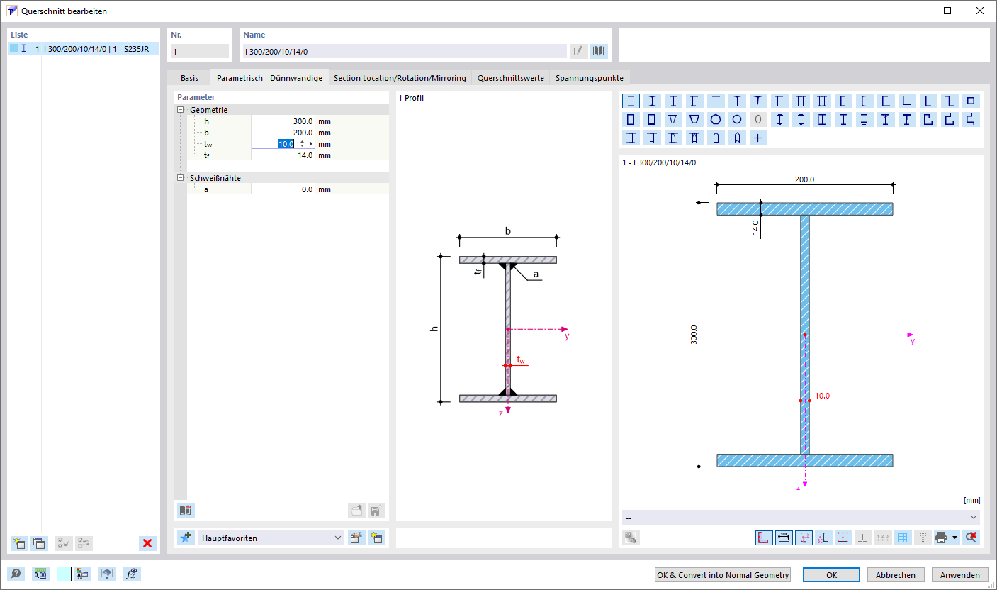 Defining Parametric Cross-Section