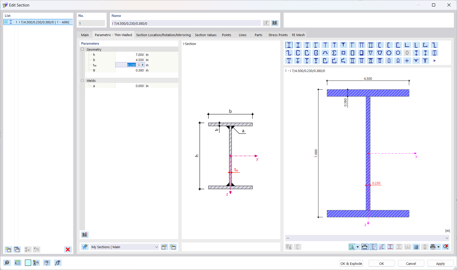 Defining Parametric Cross-Section