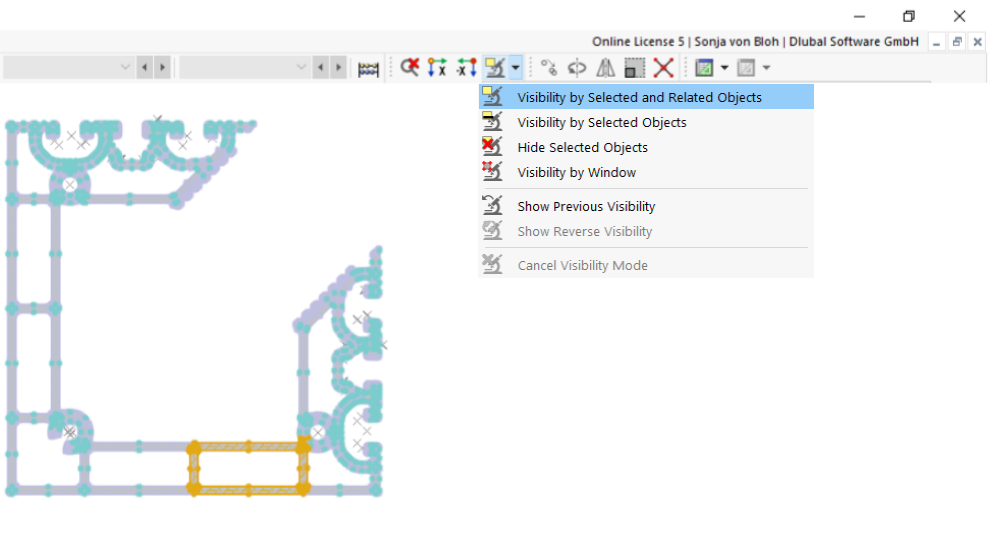 Buttons for Visibilities in Work Window