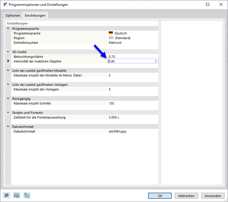 Modifying Intensity for Displaying Inactive Objects