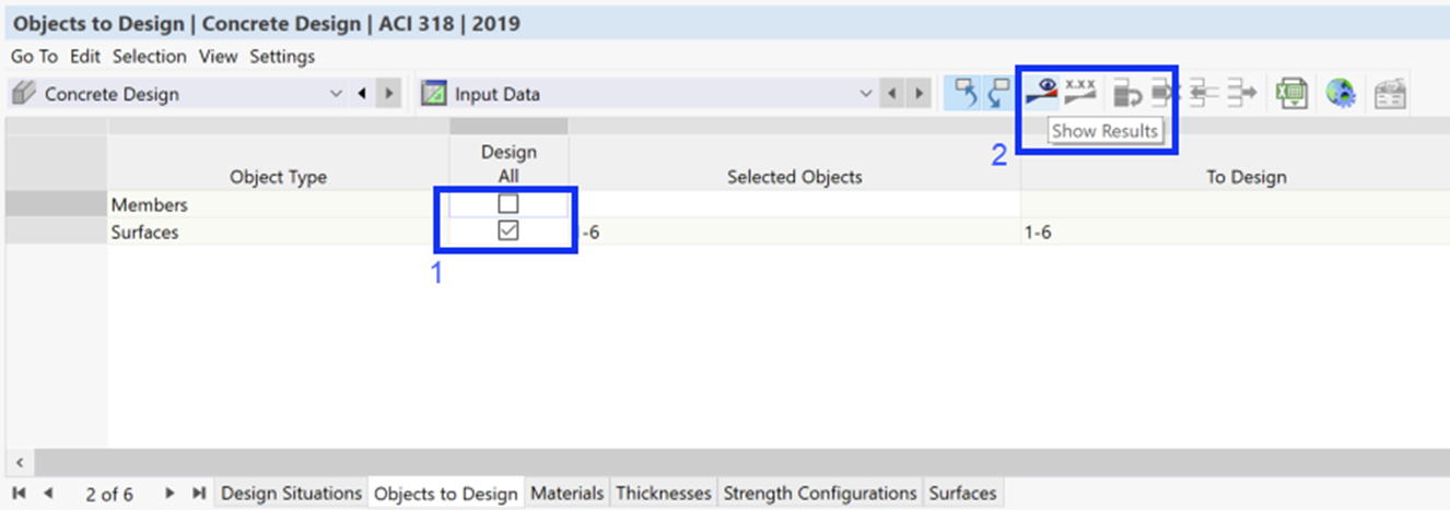 Selecting Object Types for Design and Starting Calculation