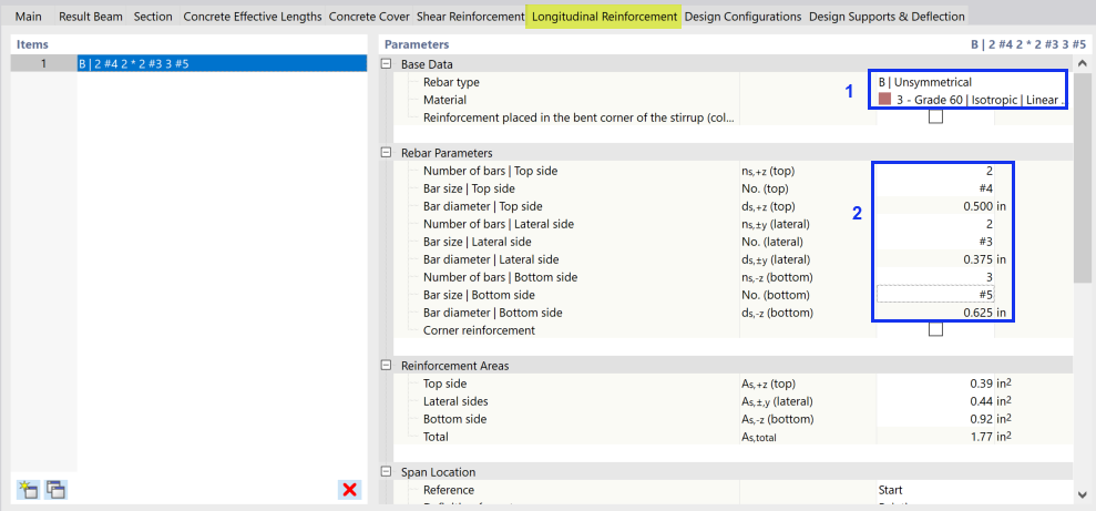 Defining Longitudinal Reinforcement