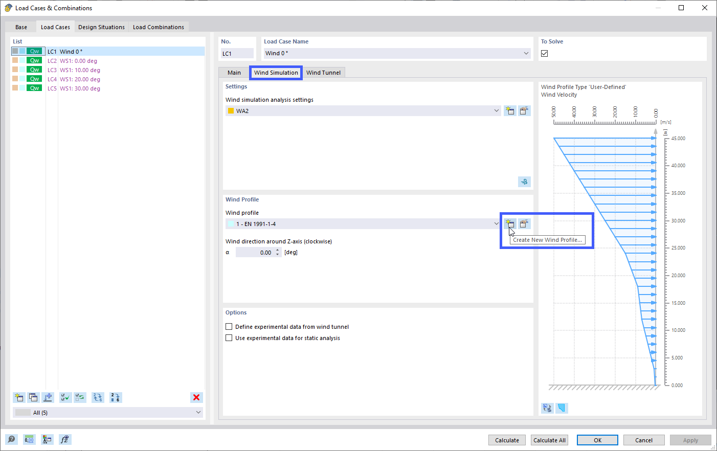 Creating New Wind Profile