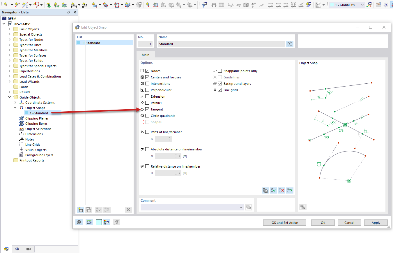 FAQ 005253 | Is there an easy way to generate a tangent to a circle in RFEM 6?