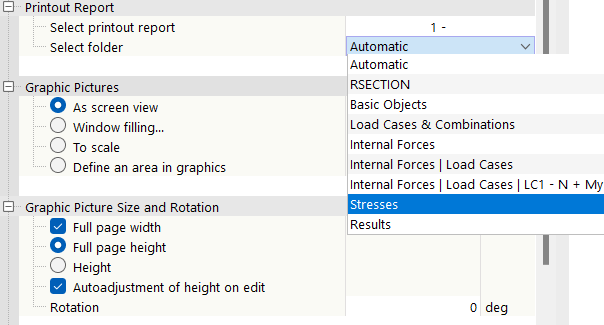 Selecting Printout Report Folder for Graphic