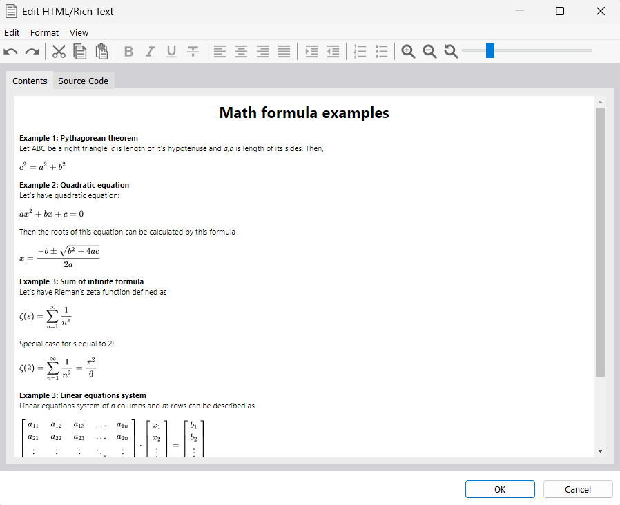 Examples of Formulas