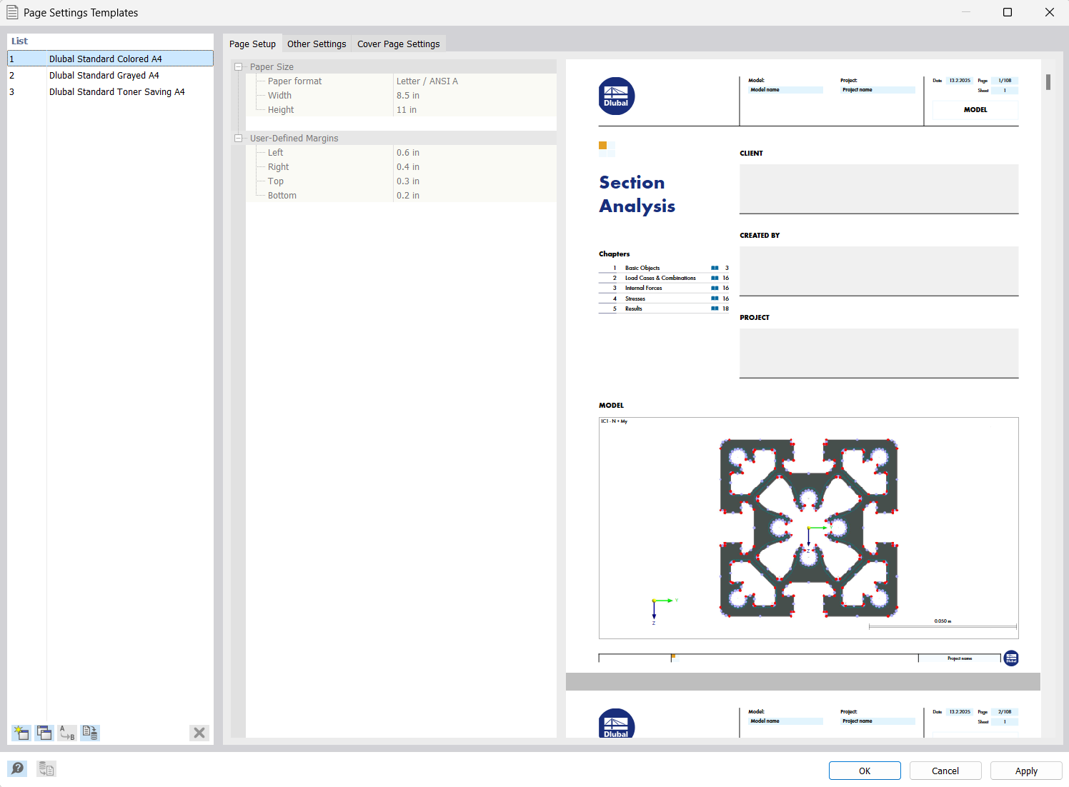 Selecting Template for Printout Report Header