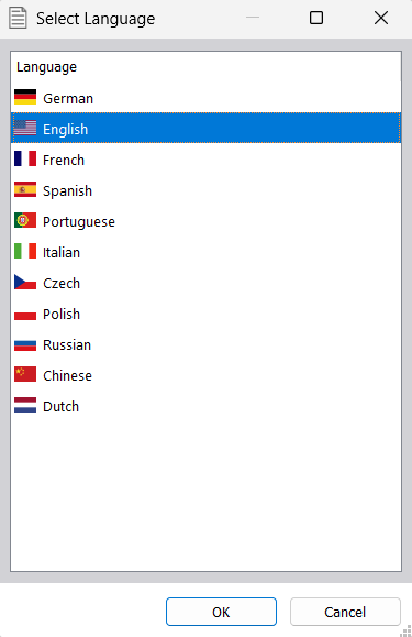 Selecting Language for Printout Report